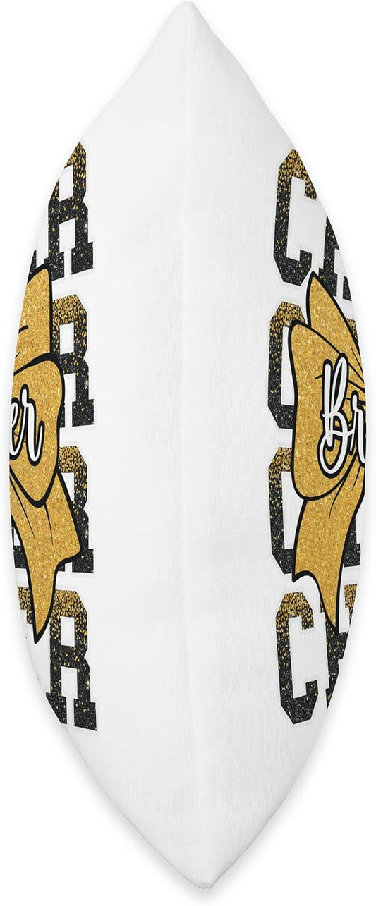 Cheer Brother Bow Sport Cheerleader Cheerleading Yellow Throw Pillow