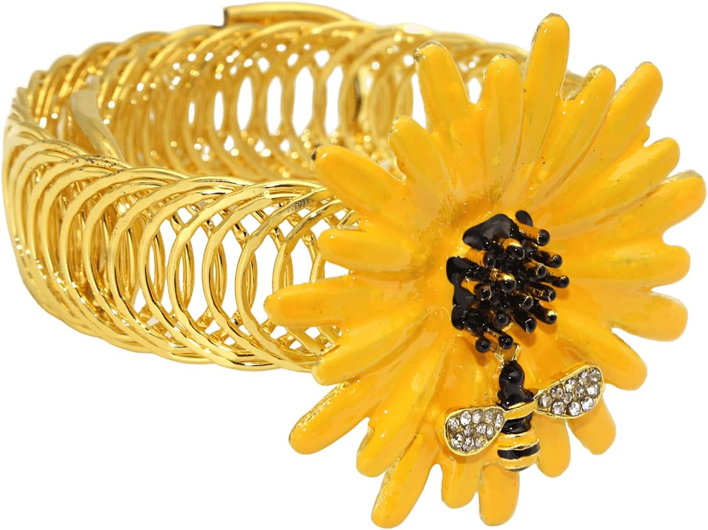 Sunflower Curtain Tiebacks 2 Pack Yellow Bee Daisy Curtain Holdbacks,No Drill Curtain Ties & Auto-Closing Spring Wire,Boho Curtain Tie Backs for Farmhouse Kitchen Living Room Bedroom Decor