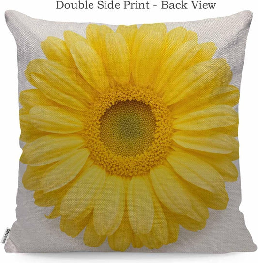 WONDERTIFY Throw Pillow Cover Yellow Flower Sunflower Background - Soft Linen Pillow Case for Decorative Bedroom/Livingroom/Sofa/Farm House - Couch Pillow Cushion Covers 18x18 Inch