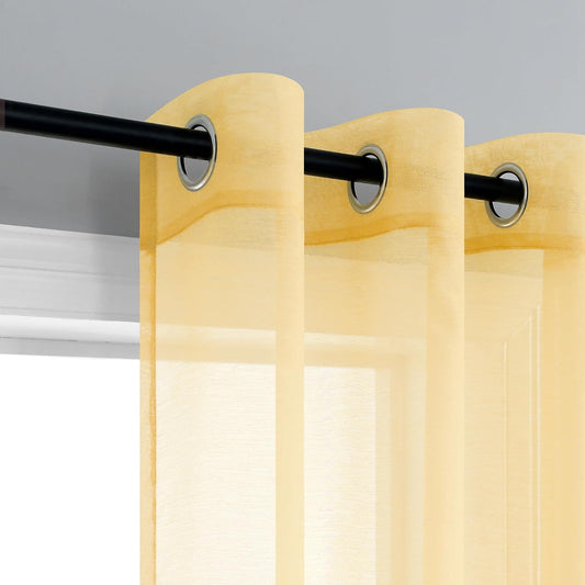 Mrs.Naturall Light Yellow Sheer Curtains 84 Inches Long, Pale Yellow Grommet Window Voile for Living Room Bedroom 2 Panels Set, Cortinas Amarillas para Sala