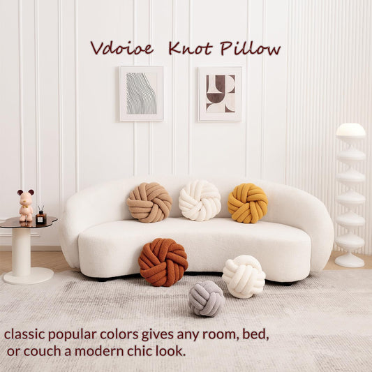 Yellow Knot Pillow 13.7'' Round Throw Pillow Soft Plush Knot Ball Pillow Handmade Knotted Pillow Modern Home Decorative Knotted Pillow Cushion for Bed Bedroom, Sofa, Couch