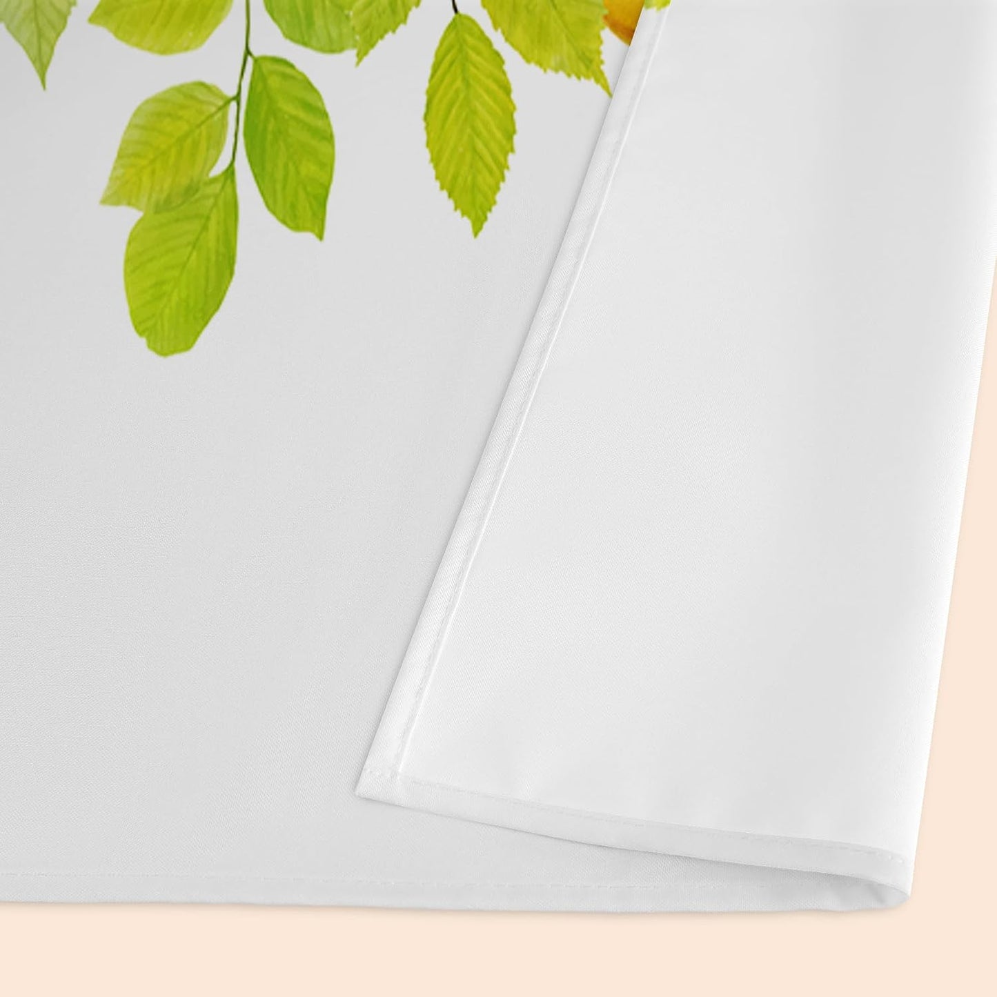 Green Leaves Lemon Valance for Windows,Window Treatment Curtains Rod Pocket Sheer Small Short Valance for Kitchen Bathroom Laundry Basement,42Wx12L inch,Watercolor Yellow