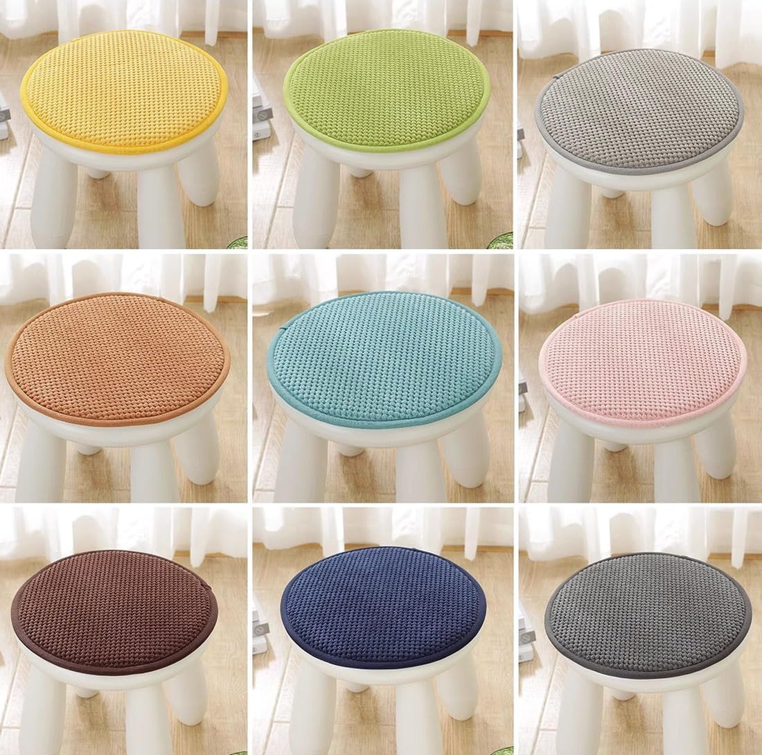 1/2/4 Packs Solid Color Round Seat Pads, Non-slip Chair Cushion With Elastic Ties Hooks, Small Round Stool Seat Cushion, Rattan Chair Seat Cushions ( Color : Lemon Yellow , Size : 35*35cm(1pack) )