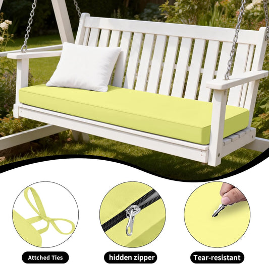 Patio Bench Cushion Covers for Outdoor Furniture 59 x 18 x 3 inch Water Resistant Loveseat Cushion Slipcover Replacement for Swing Porch Garden, Cover Only, Lemon Yellow