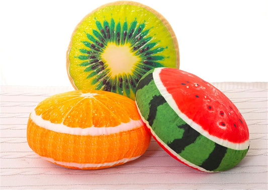 Fruit Pillow Creative Home Sofa Tatami Pillow Watermelon Futon Shaped Round Cushion Pillow(Lemon,35cm)