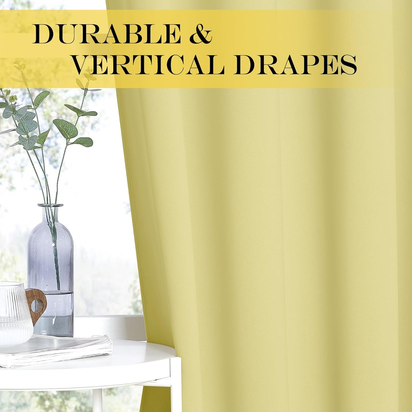 NICETOWN Blackout Curtains 84 Inch Length, Thermal Insulated Room Darkening Drapes Grommet Window Covering for Living Room Bedroom (W52 x L84 Inch, 1 Panel, Paler Yellow)