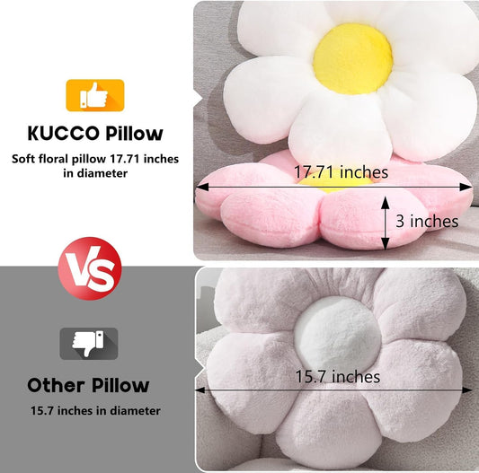 17.7 Inch Yellow Flower Pillow β Daisy Shaped Cute Decorative Flower Throw Pillow, Soft Floral Seating Cushion Floor Pillows for Sofa, Bed, Chair & Room Decorations for Home