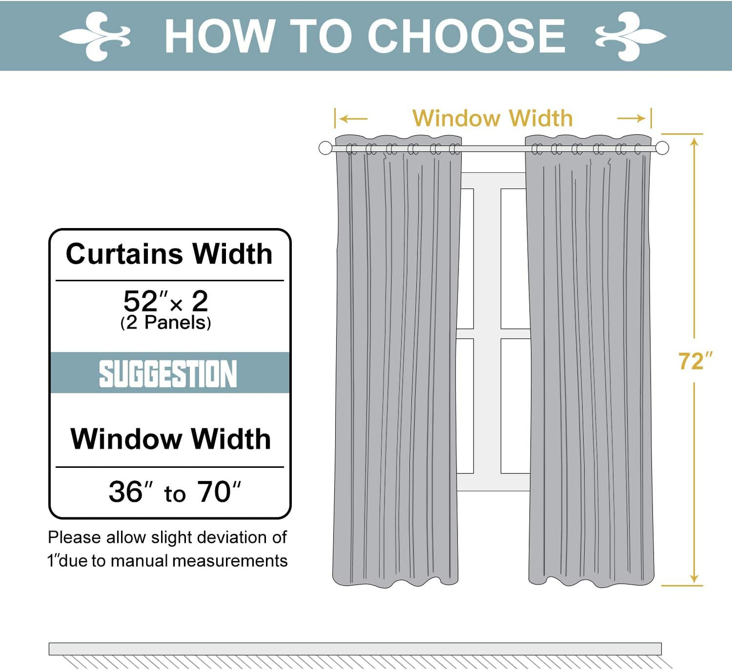 ChrisDowa 100% Blackout Curtains for Bedroom 72 Inches Long 2 Panels Set | 2 Thick Layers Total Light Blocking Thermal Insulated Grommet Window Curtains for Living Room, Mustard Yellow, 52 x 72 Inch