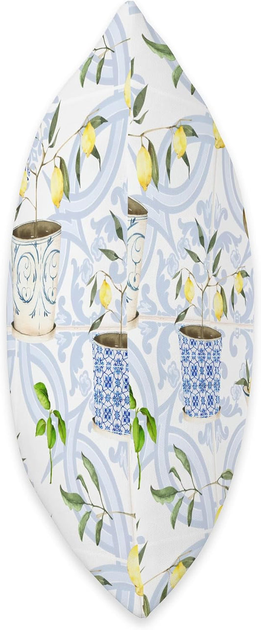 Summer Mosaic, Mediterranean,Italian Style,Lemon, Art Throw Pillow, 16x16, Multicolor