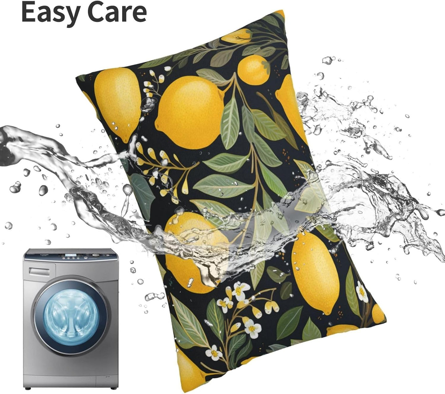 Summer Cute Lemon Rectangle Throw Pillow Cover 14x20 Inch Lumbar Pillow Case with Hidden Zipper Modern Decorative Pillowcase for Bed Sofa Couch Living Room Bedroom Cushion Cover