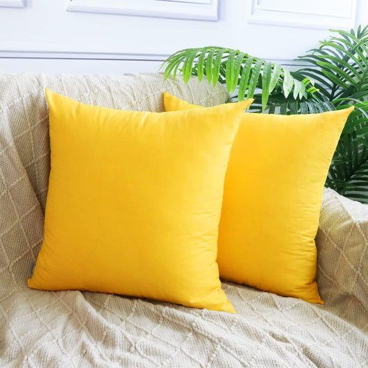 Thmyo 4-Pack 100% Cotton Comfortable Solid Decorative Throw Pillow Cases Square Cushion Covers Sublimation Blank DIY Throw Pillowcase (Only Pillow Covers No Inserts)(18x18 inch/45x45cm,Yellow)