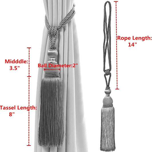 Selling Wonderful Curtain Holdbacks Curtains Tiebacks Home Decorative Braided Buckle Fastener Accessories Window Drapery Ball Tassels Tiebacks, Set of 2 (Light Yellow)