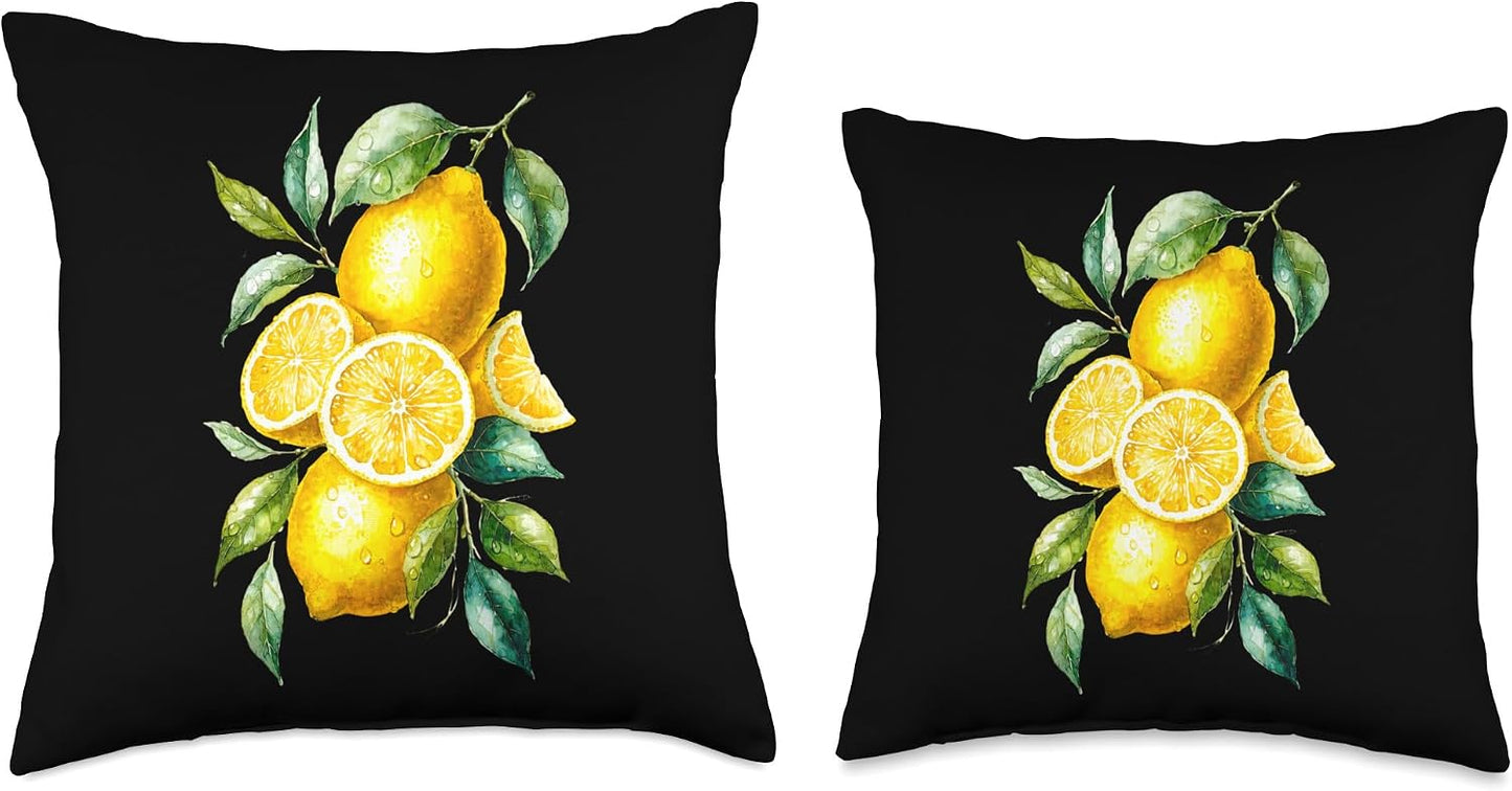 Watercolor Citrus Lemonade Minimalist Summer Lemon Throw Pillow