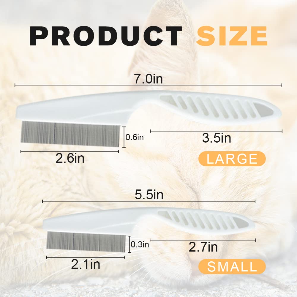 Pet Comb, 2 in 1 Pet Grooming Brush, Fine-Tooth Stainless Steel Tear Stain Removal Comb for Small Dogs Puppies, Magic Pets Grooming Comb Kit, Yellow-2pcs
