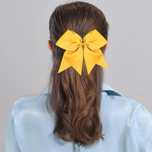 Girls Cheer Bow with Ponytail Holder for Cheerleading Girl Pack of 10 Yellow