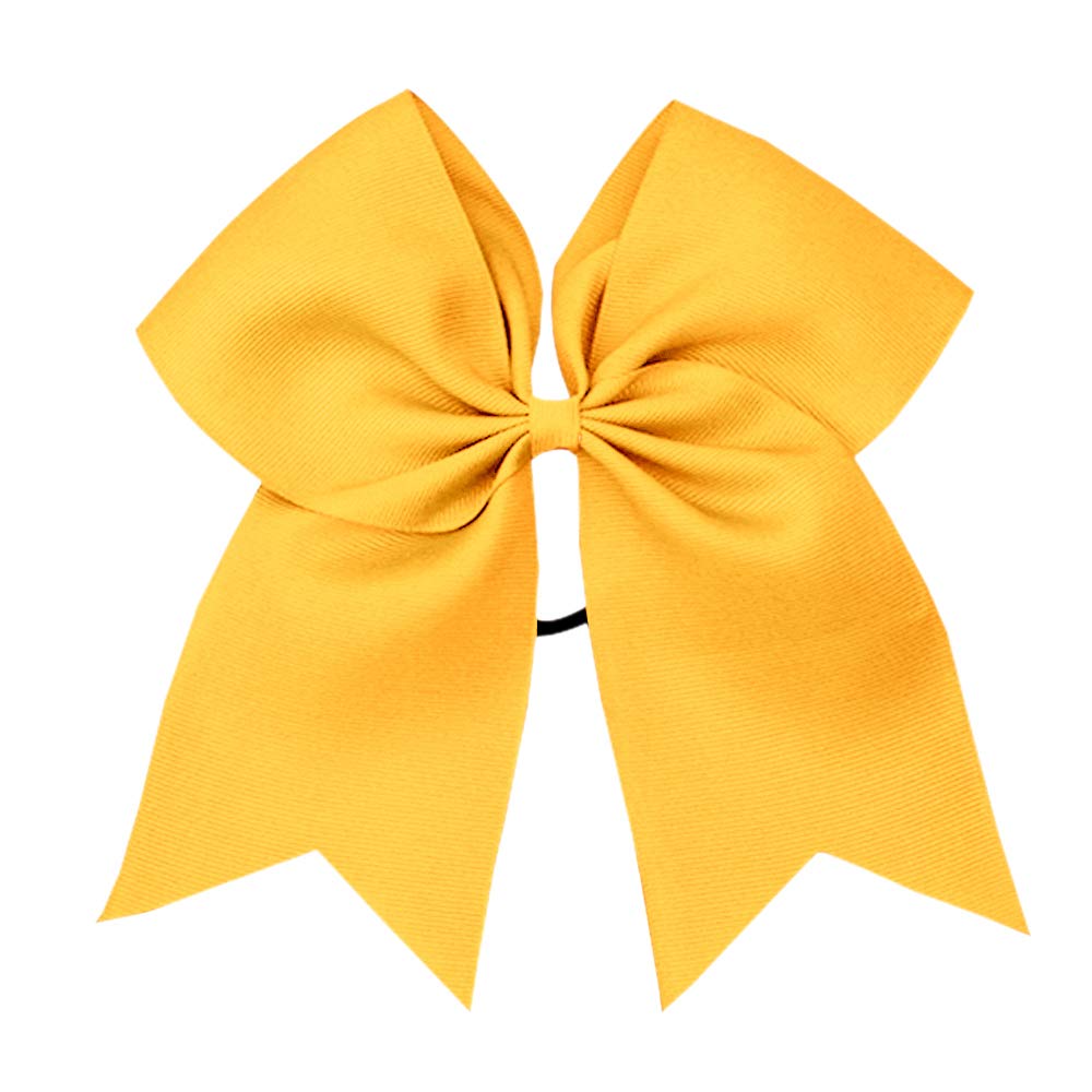 Girls Cheer Bow with Ponytail Holder for Cheerleading Girl Pack of 10 Yellow