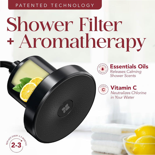 Vitamin C Shower Filter Replacement Cartridge + Shower Steamers Aromatherapy - K Beauty Skin & Hair Enhancement, Universal Water Filter Replacement for AquaBliss - Lemon Spa Scent