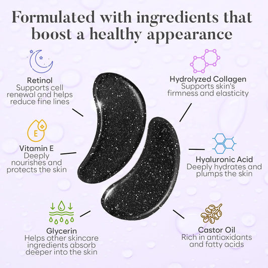 Daytime Under Eye Patches for Puffy Eyes and Dark Circles, Gel Eye Masks with Caffeine, Collagen & Vitamin C, Deeply Moisturizing, Bachelorette Party Favors, Anti Wrinkle Patches (30 Pairs)