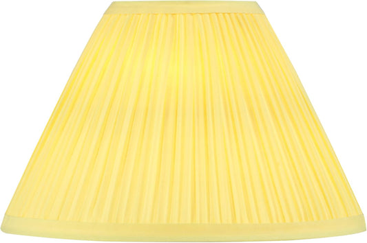 56505, Hardback Empire Transitional UNO Lamp Shade, Mushroom Pleated Canary Yellow Faux Silk Fabric, 4" Top x 10" Bottom x 7" Slant Height, Slip 33mm