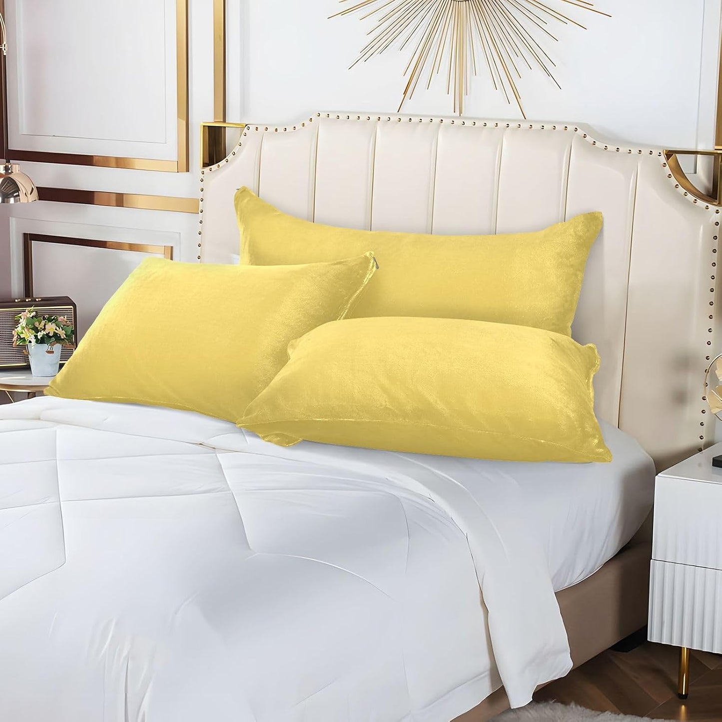 Lemon Yellow Zipper Pillowcase Soft Body Pillow Cover with Zipper Standard Size Pillow Case for Body Pillow Small Pillow Long Pillow 20x26in