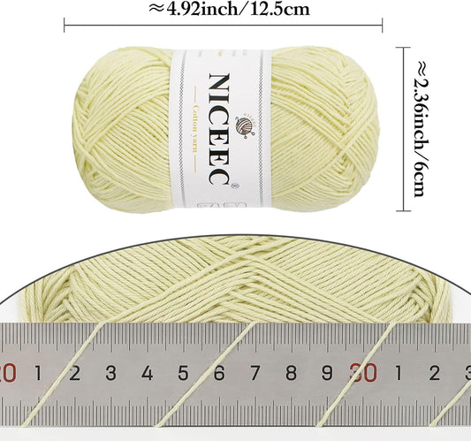 4 Skeins Soft Baby Cotton Yarn- Light Yellow | 4 Ply, DIY Craft, Fingering Weight, Blanket Yarn for Crochet & Knitting, Total 700yds/7.05oz