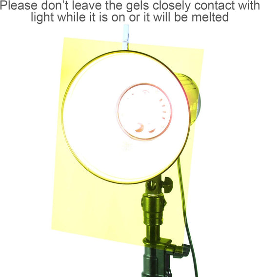 9 Pack Yellow Gel Light Filter Yellow Lighting Gel Sheets Colored Film to Cover Lights Plastic Colored Overlays Correction, 1.7 by 8.3 Inches for Film, Video, Photo, Stage