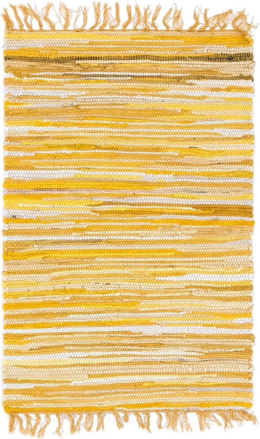 Chindi Cotton Collection Rug β 2' x 3' Yellow Flatweave Rug Perfect for Living Rooms, Large Dining Rooms, Open Floorplans