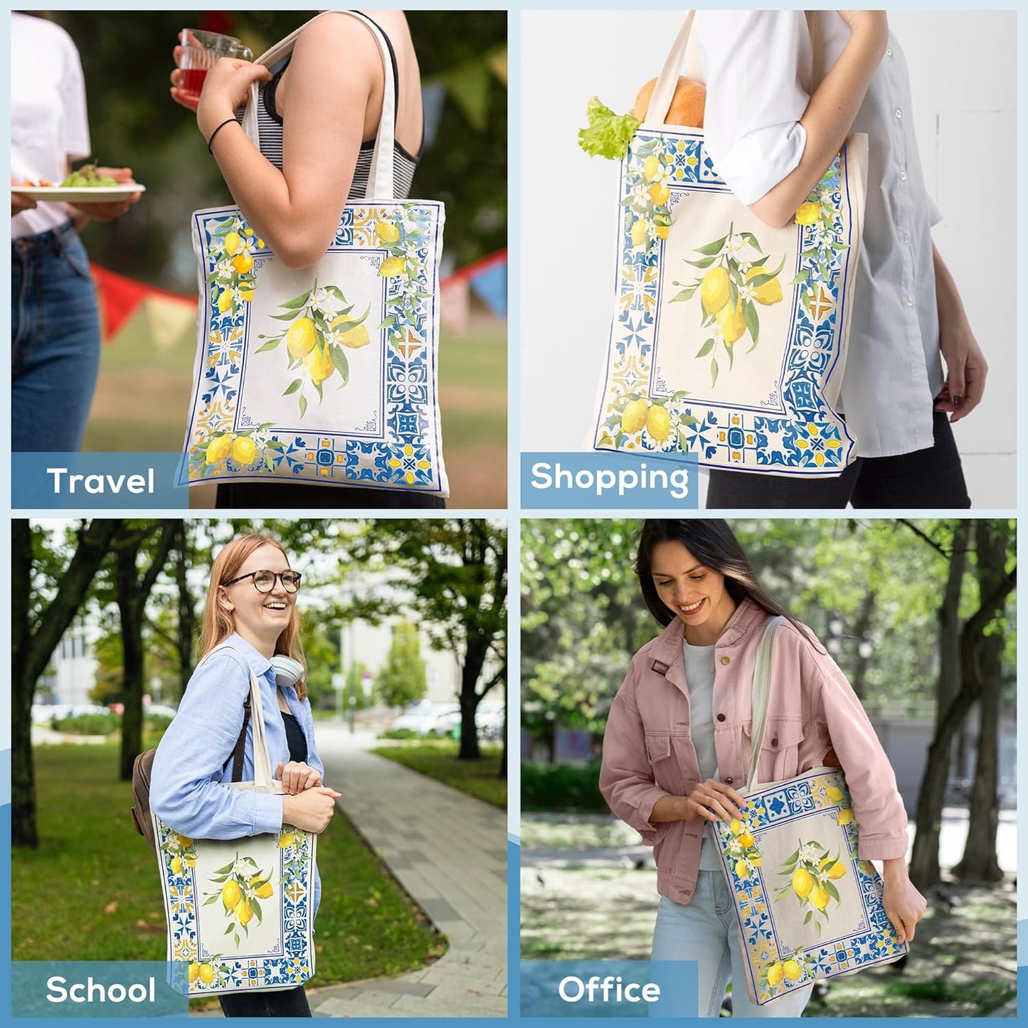 Sitsink Tote Bag Gifts for Women - Book Lover Tarot Skull Witch Mushroom Boho Lemon Shark Gifts Tote Bag
