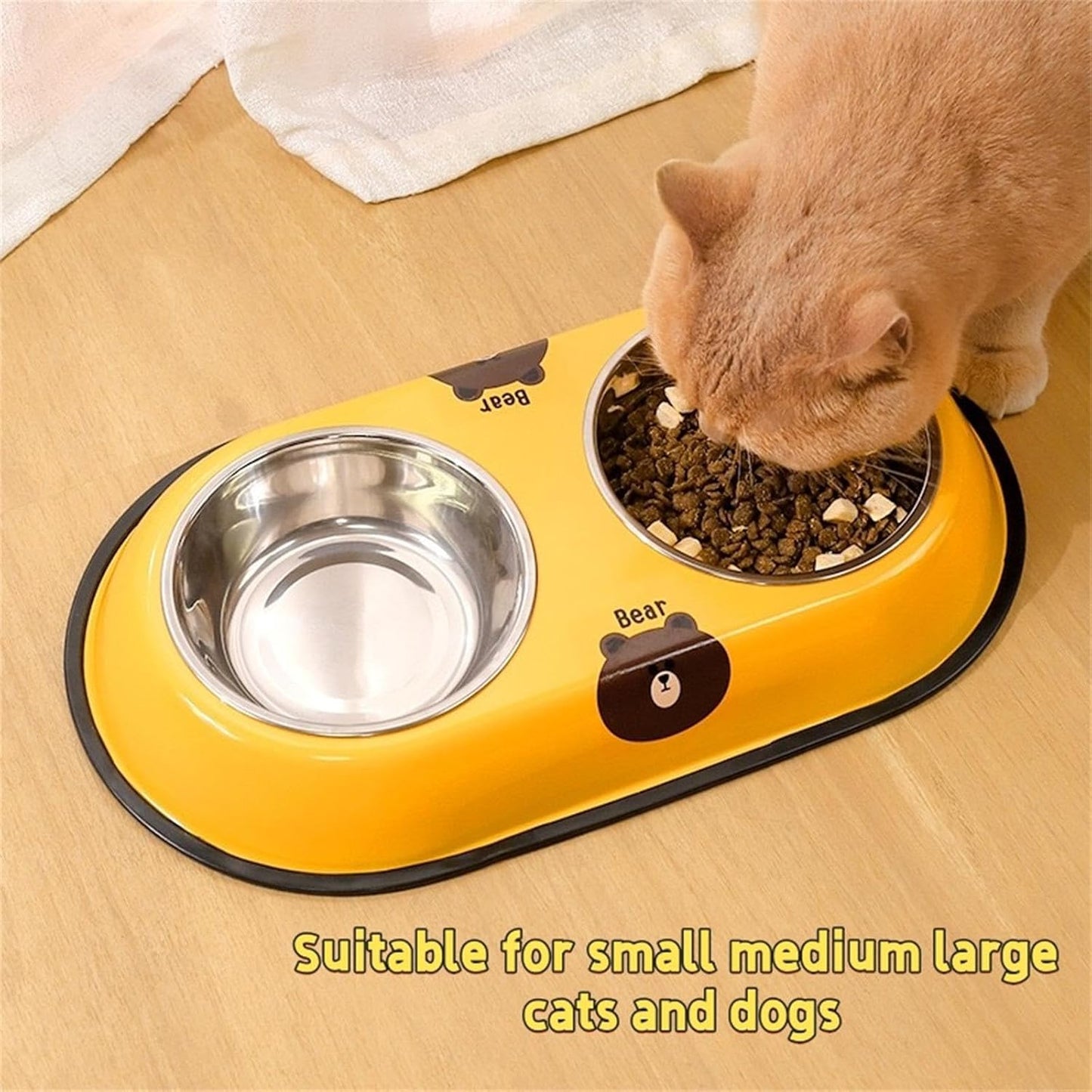 Stainless Steel Dog Bowl - Pet Double Bowls Set with Non-Slip Base for Food and Water Pet Puppy Cats Dishes for Small and Large(Small)