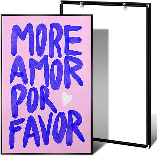 Vintage Quotes Poster Yellow More Amor Por Favor Wall Art Trendy Sunshine Decor Modern Love Canvas Prints Eclectic Positive Affirmation Posters for Women Bedroom Living Room Decor 12x16in Unframed