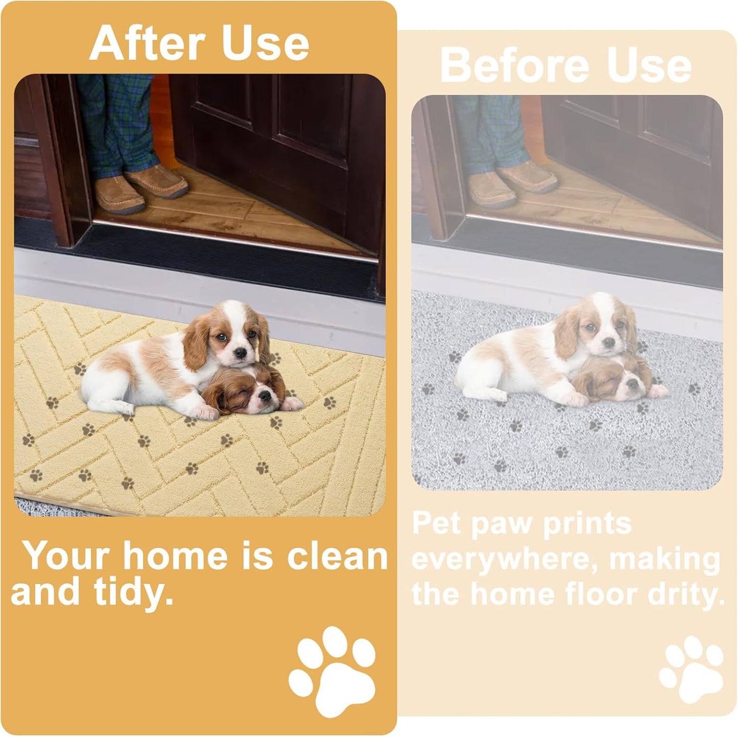 Indoor Doormat,Front Back Door Mat Rubber Backing Non Slip Door Mats 20"x32" Absorbent Resist Dirt Entrance Doormat Inside Floor Mats for Entryway Washable Low-Profile(Cream Yellow)