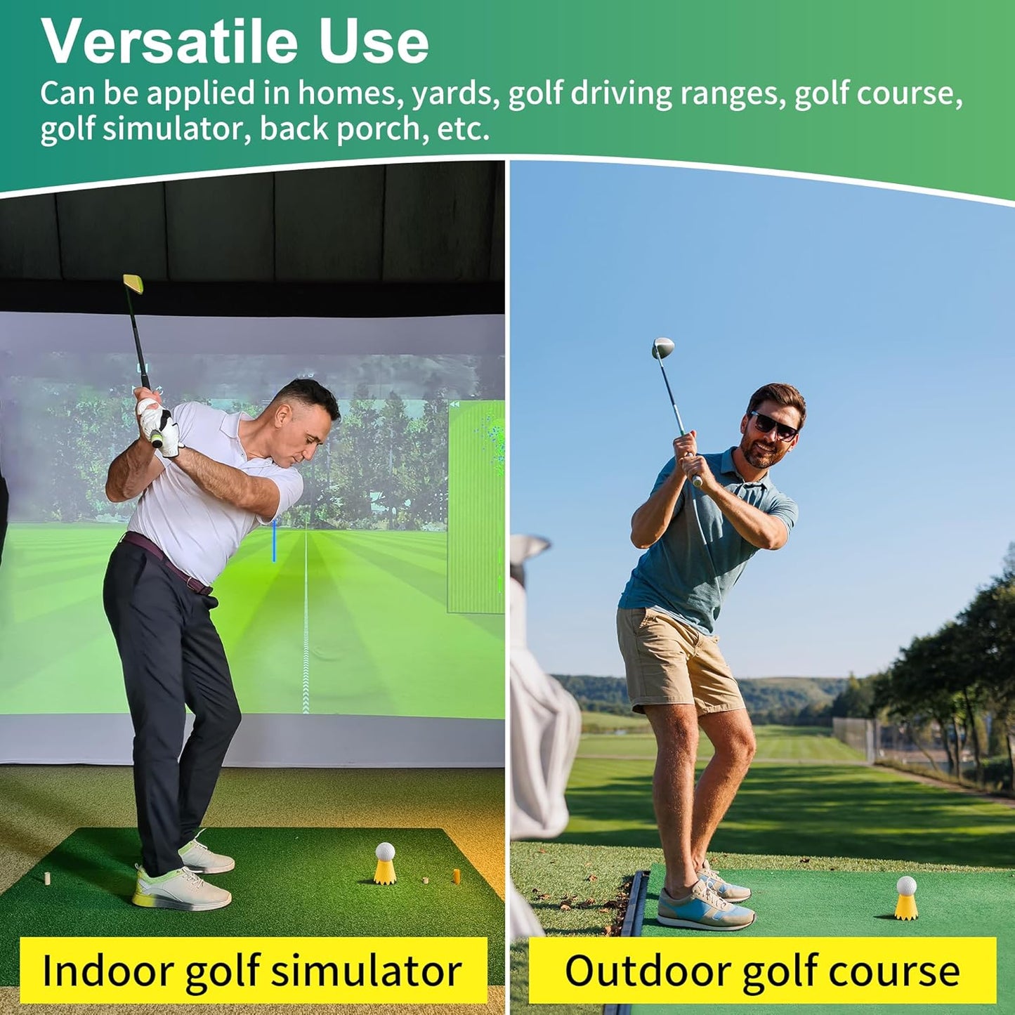 8 Pack Simulator Golf Tees, Height from 1/4" to 2", 3D Printed | Suitable for Indoor, Outdoor, Winter, Golf Mats, Turf and Driving Range