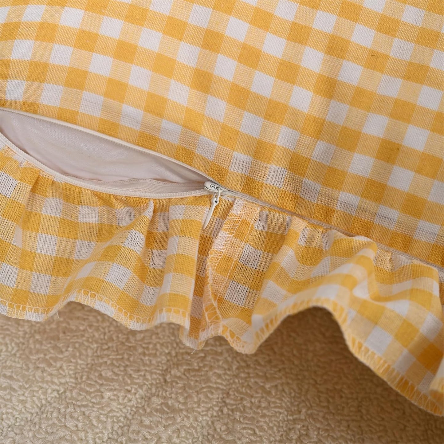 12" X 20" Yellow Checkered Bow Throw Pillow Bowknot Shaped Home Decorative Backrest Pillow Gingham Bowknot Cushion for Sofa Car Couch Bed Living Room Bedroom