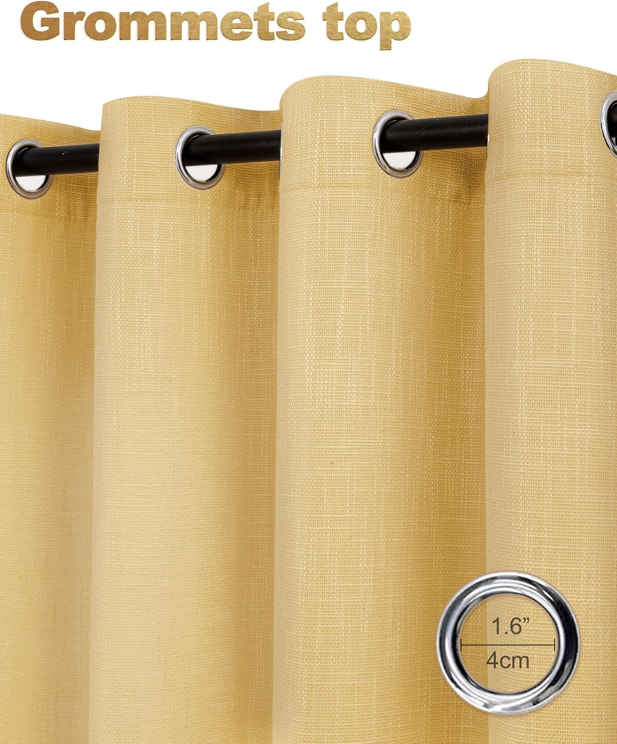 Mustard Yellow Linen Window Curtain Panels with Grommets 52 inches Width 84 inches Length Set of 2,Natural, DIY Home Decor Drapes for Multiple Rooms