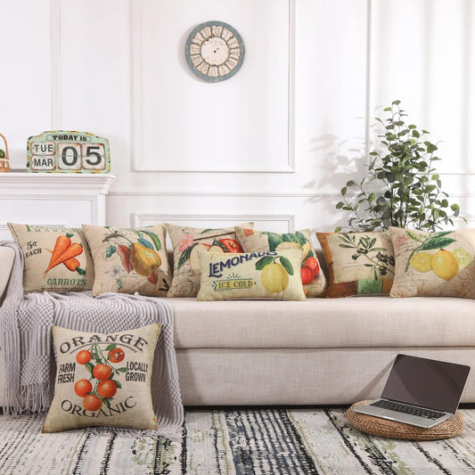 Lemon Pillow Cover 18x18 Inch Summer Decor Farm Decorative Cushion Case for Sofa Couch Vintage Fruit Decorations Throw Pillowcase CC1914