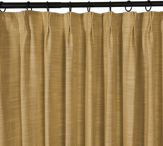 TWOPAGES Linen Textured Pinch Pleat Curtain for Living Room, Room Darkening Window Curtain Panel for Bedroom, Privacy Drape with Double Layer (100 x 102 Inches, 1 Panel, Mustard Yellow)
