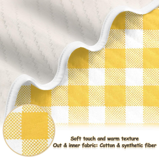 Yellow Gingham Cotton Baby Blanket 30" x 40" Warm Soft Breathable Muslin Swaddle Blankets for Toddler Boys Girls Nursery Receiving Wraps