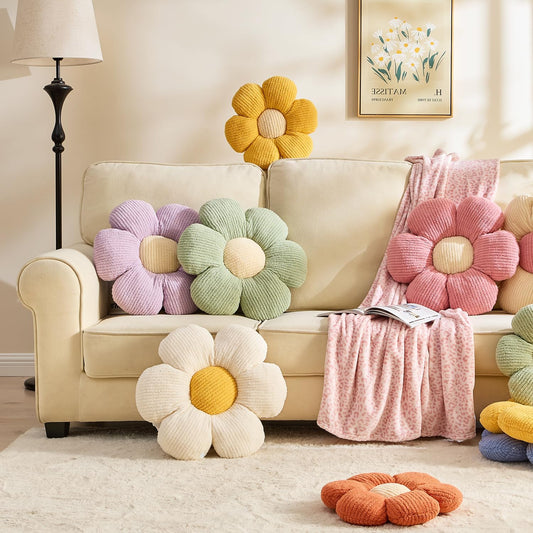 XIAIJIA Daisy Decorative Pillow - Cute Yellow Flower Cushion, 15.7"