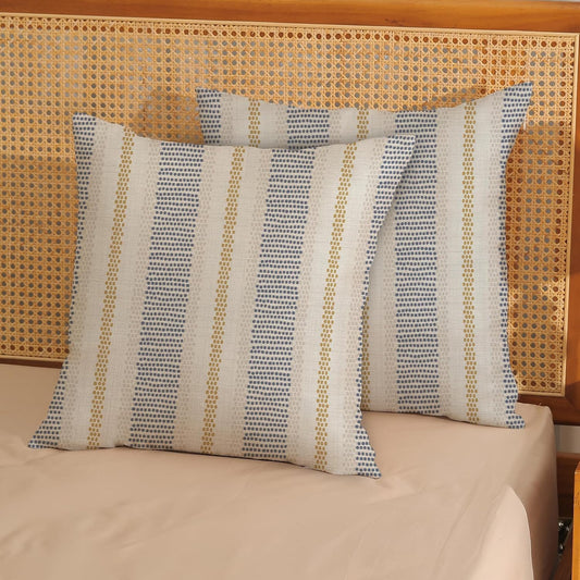 Navy Blue Pillow Covers 18x18 Inch 2 Pcs Boho Mustard Yellow Polka Dots Striped Decor Throw Pillows Modern Geometric Outdoor Farmhouse Decoration Pillowcase Linen Cushion Cover for Couch Sofa
