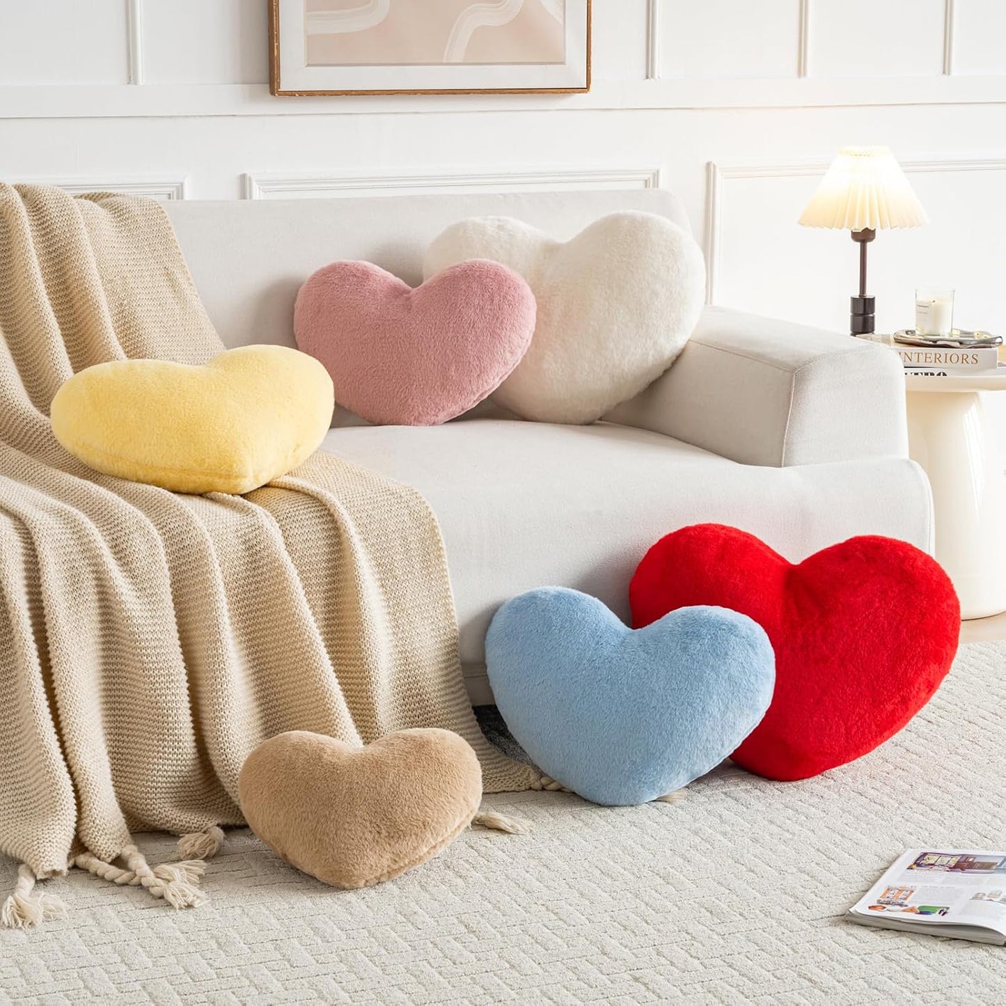 Heart Pillow, Heart Shaped Pillow for Bed Couch, Soft Decorative Heart Throw Pillow, Cute Decorate Pillows, Heart Pillows for Bedroom Living Room (Yellow, Mini 12.9"x9.8")