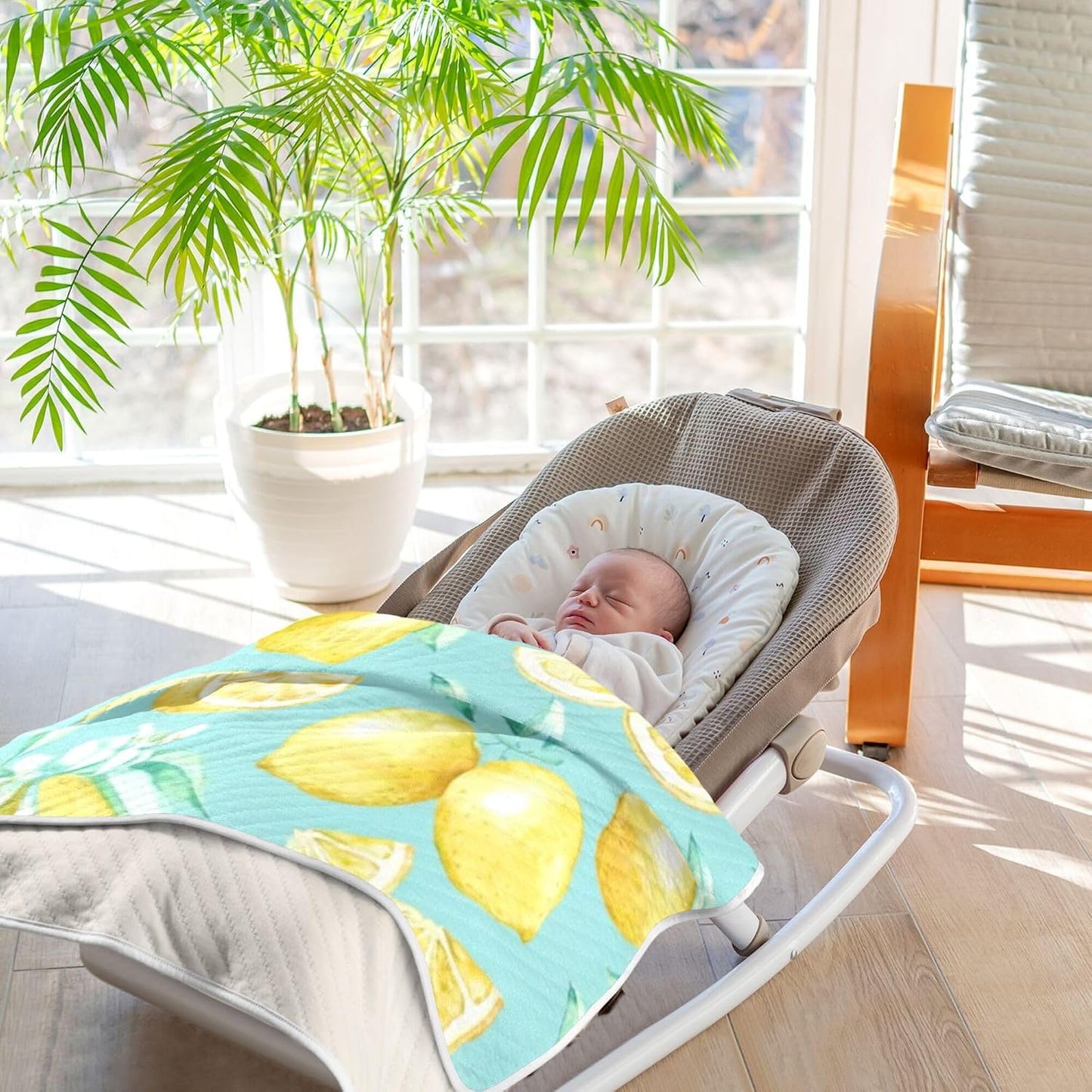 Yellow Lemon Baby Blanket Bed Crib Stroller Cover Blanket Wrap Soft Swaddling Blanket