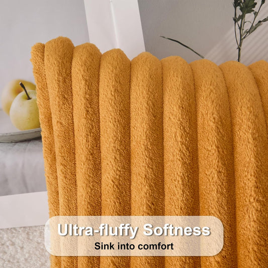 UGASA Lumbar Throw Pillow Cover 12x20 Inch Set of 1 Super Soft Faux Fur Decorative Pillow Case Plush Flannel Texture Accent Rectangle Pillowcase for Sofa Couch Living Room Chair, Golden Yellow