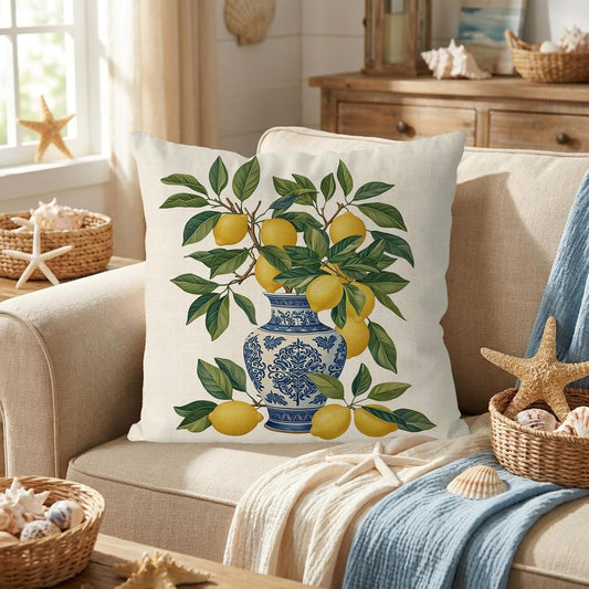 GAGEC Summer Pillow Covers 18x18 Inch Summer Decor Lemon Decor Lemon Pillow Covers for Home Sofa Living Room Farmhouse Cushion Case Decorations