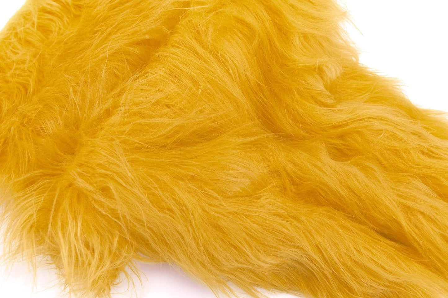 Faux Fur Fabric Square Patches for Crafts, Sewing, Costumes, Seat Pads (Yellow, 10 x 20 Inch)