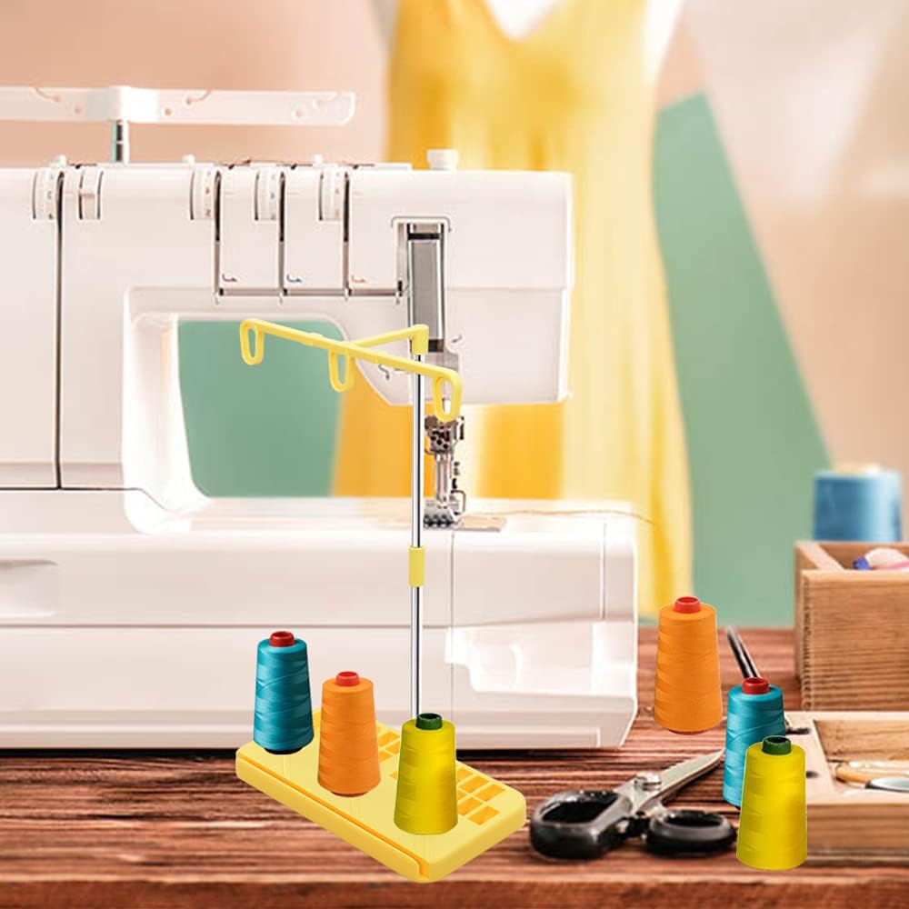 2 Pack Thread Holders, Embroidery & Sewing Machine Organizer, 3 Spool Thread Rack, Suitable for Beginners & Adults, White-Yellow