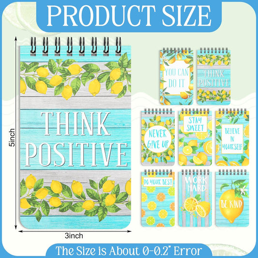 24 Pcs Lemon Party Favors 3 x 5'' Mini Lemon Pocket Notebooks Inspirational Spiral Notepad Motivational Journal Notebook Lesson Planner Back to School Classroom Decor Office Student Party Gift