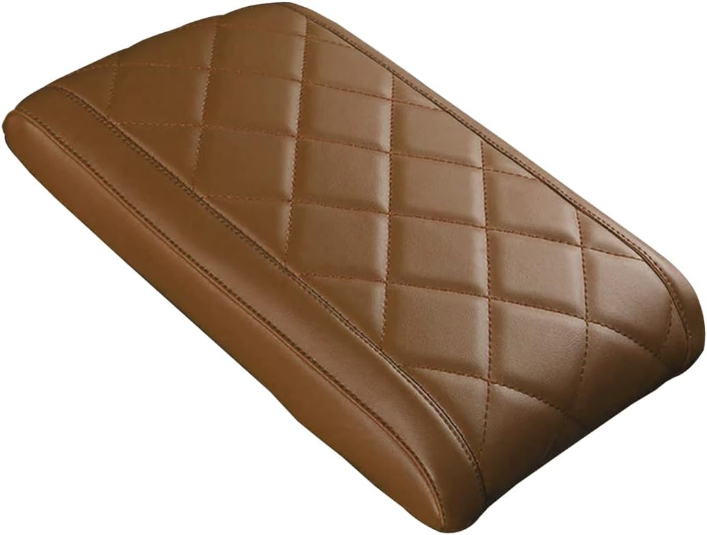 12.60 x 7.87 Inch Center Console Cover Memory Foam Pad Yellow | Napa leather surface, slow rebound memory cotton, soft elbow support, universal fit, automotive interior accessories