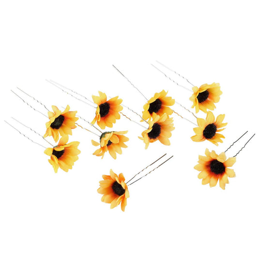 Sunflower Hair Clips Yellow Hair Accessories for Women Bridal,10PCS | Crafted For Weddings. Perfect For Bridesmaids To Style Woven Headbands Or Dresses. Adds Sunny Charm To Any Outfit