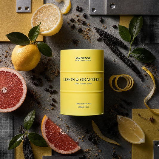 Lemon Candle Large for Home Scented, Lemon Soy Candles 21.2oz 120 Hour Slow Burning, Highly Scented Limoncello Grapefruit Citrus Candles for Bathroom, Fresh Smelling Candle