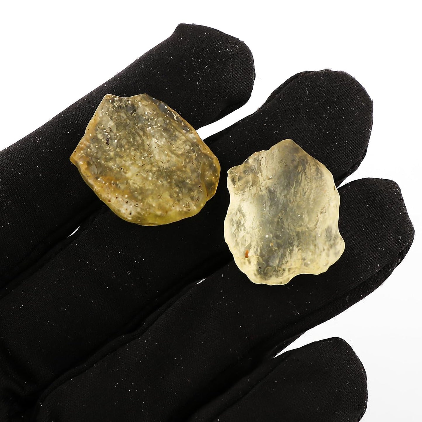 (8gm) (2pcs) Raw Libyan Desert Glass/Natural Golden Tektite, Rare Loose Gemstone Wholesale Bulk Rough Jewelry Making Supply, Wire Wrapping, DIY, Gem Collectibles (16-22mm)
